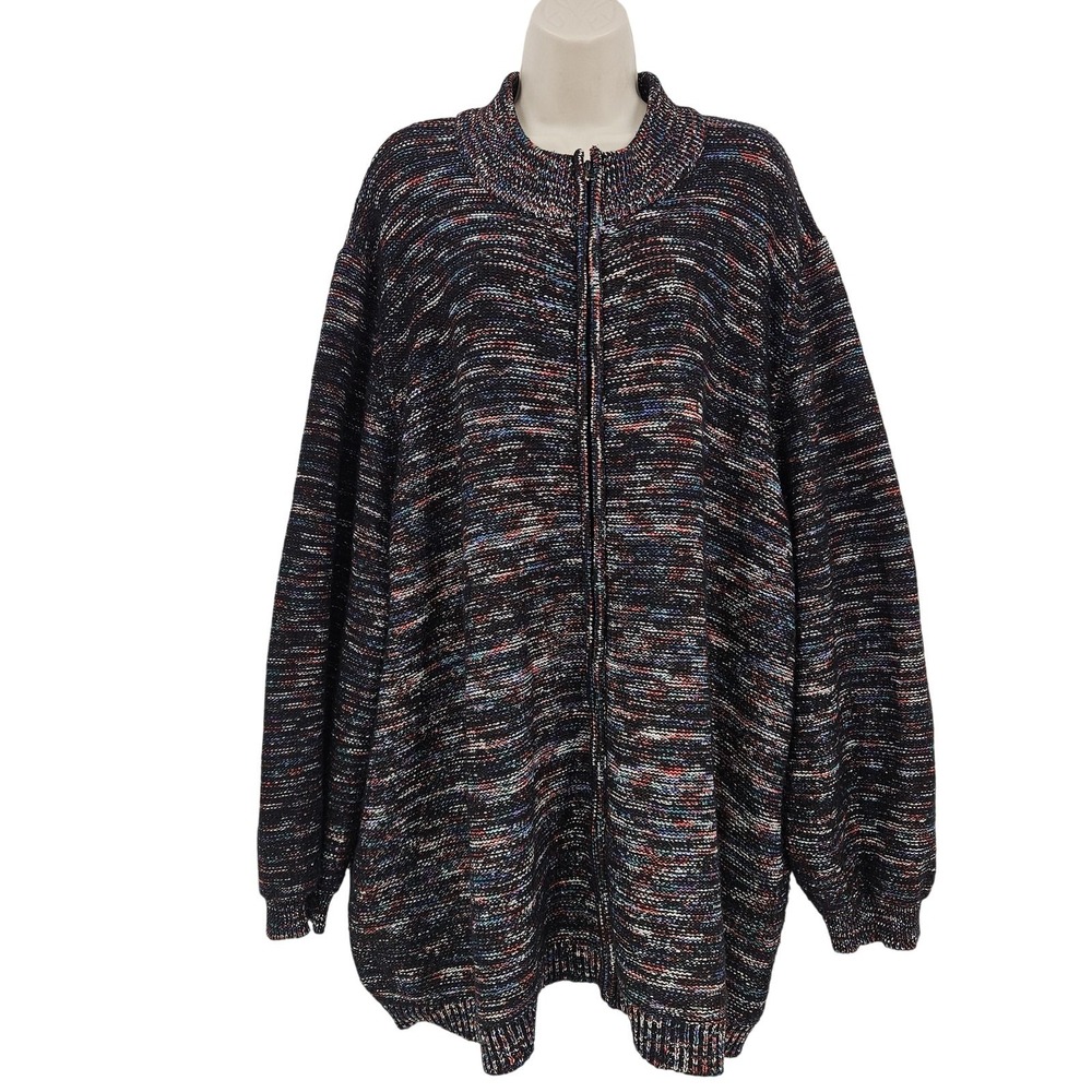 Catherines Sweater Women 4X Colorful Full Zip Mock Neck Knit Cozy Cabincore